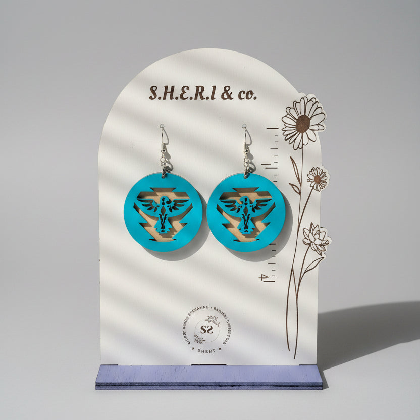 Aztec Eagle Earrings | Handcrafted Birch Wood