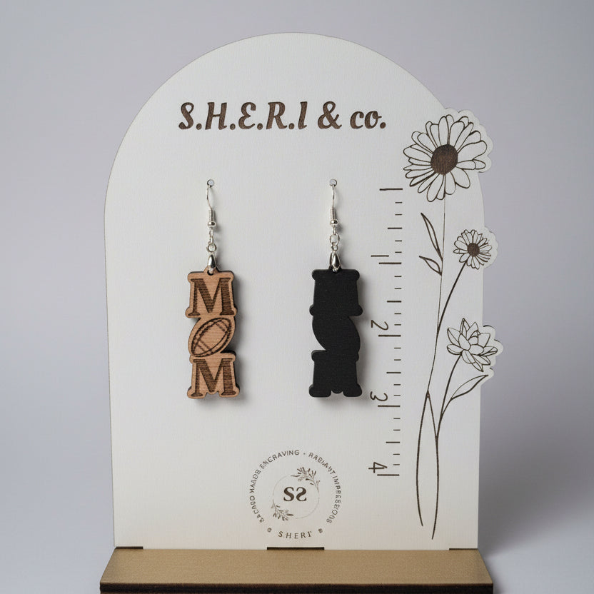 Football Mom Earrings | Handcrafted Birch Wood