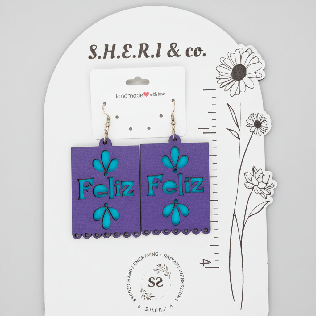 Feliz Bloom Picado  Earrings| Handcrafted Birch Wood